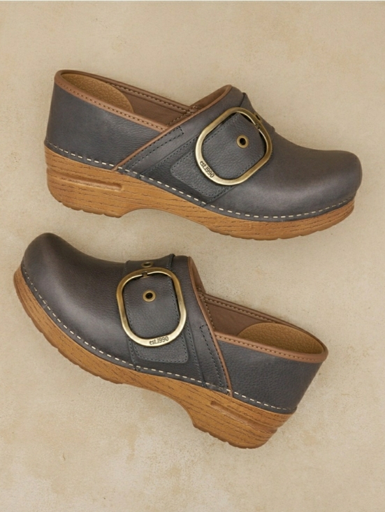 Dansko Shoes - Dusty Blue Dansko Pearson Pro Clog Buckle Strap Accent Cottage Boho Whimsy 5.5-6